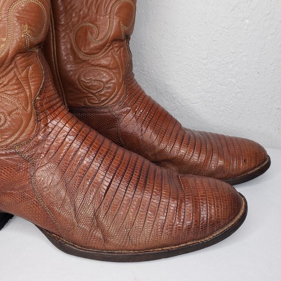 Bottines Western Tony Lama 6951 En Cuir De Lézard Teju - Pointure 9 B, Bout D'aile, Pour Femme